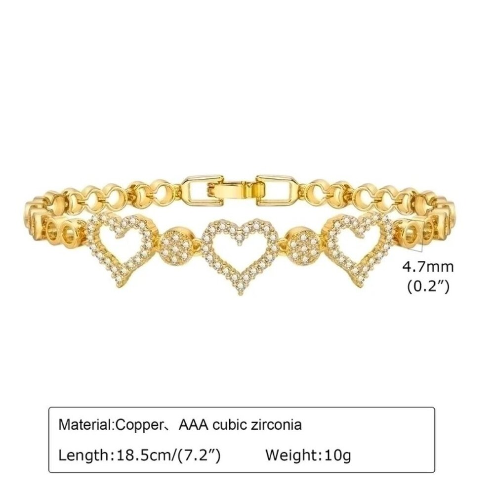 #067 18K Gold Plated Elegant Shiny Inlay Zircon Bracelets